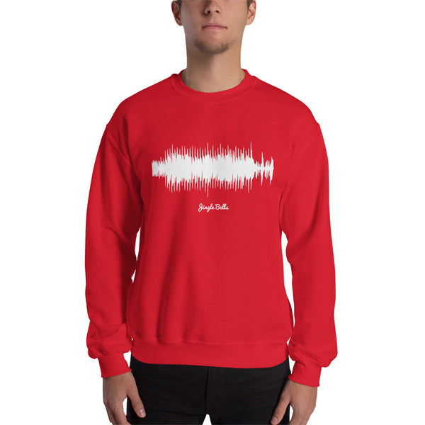 Male model wearing Jingle Bells Waveform (Red Christmas Sweater)