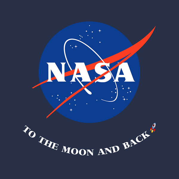 Graphic for the navy NASA To the Moon and Back Kids T-Shirt
