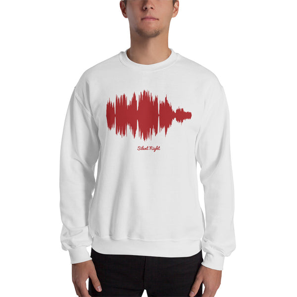 Male model wearing Silent Night Waveform (White Christmas Sweater)