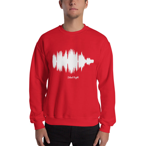 Male model wearing Silent Night Waveform (Red Christmas Sweater)