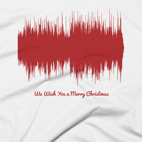 Close-up of We Wish You a Merry Christmas Waveform (White Christmas T-Shirt)